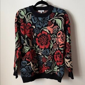 Polagram Floral Crew Neck Sweater - Black, Red, Green, Blue